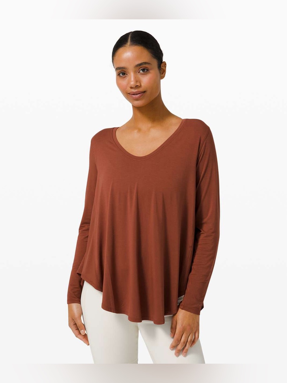 Lululemon Up for Down Time Top Dark Terracotta Shirt Size 14